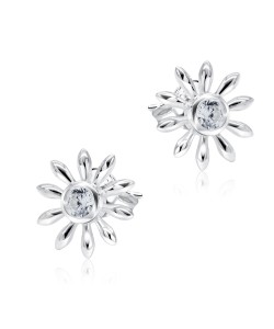 Flower Shaped CZ Silver Stud Earring STS-5170